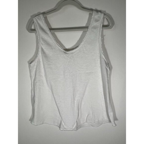 NWT AMERICAN VINTAGE white scoop neck raw edge tank top L retro beach - Picture 3 of 10